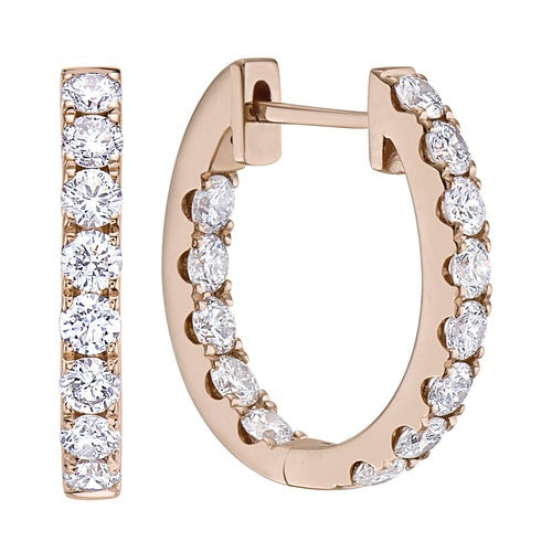 DIAMOND IN & OUT HUGGIE HOOP EARRINGS - 1 1/2 C