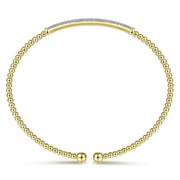 GABRIEL & CO - 14K Yellow Gold Bujukan Split Cuff Bracelet with Diamond Pave Bar