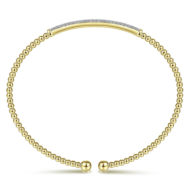 GABRIEL & CO - 14K Yellow Gold Bujukan Split Cuff Bracelet with Diamond Pave Bar