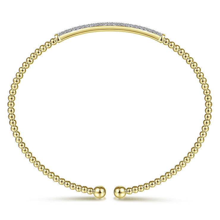 GABRIEL & CO - 14K Yellow Gold Bujukan Split Cuff Bracelet with Diamond Pave Bar