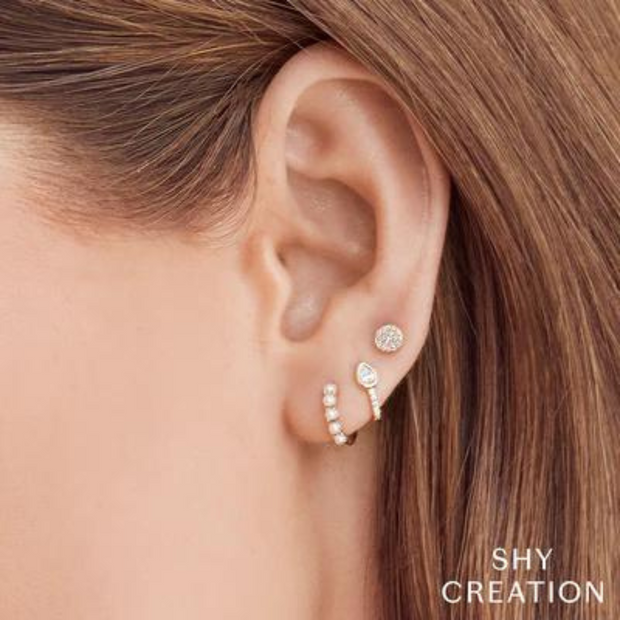 Shy Creation - WHITE GOLD DIAMOND PAVE STUDS