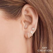 SHY CREATION – PAVE DIAMOND HUGGIE HOOP EARRINGS