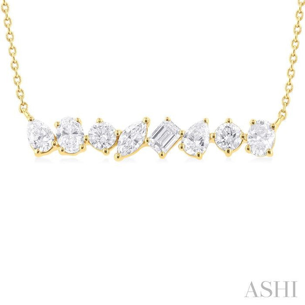 ASHI - VARIOUS SHAPE DIAMOND BAR PENDANT