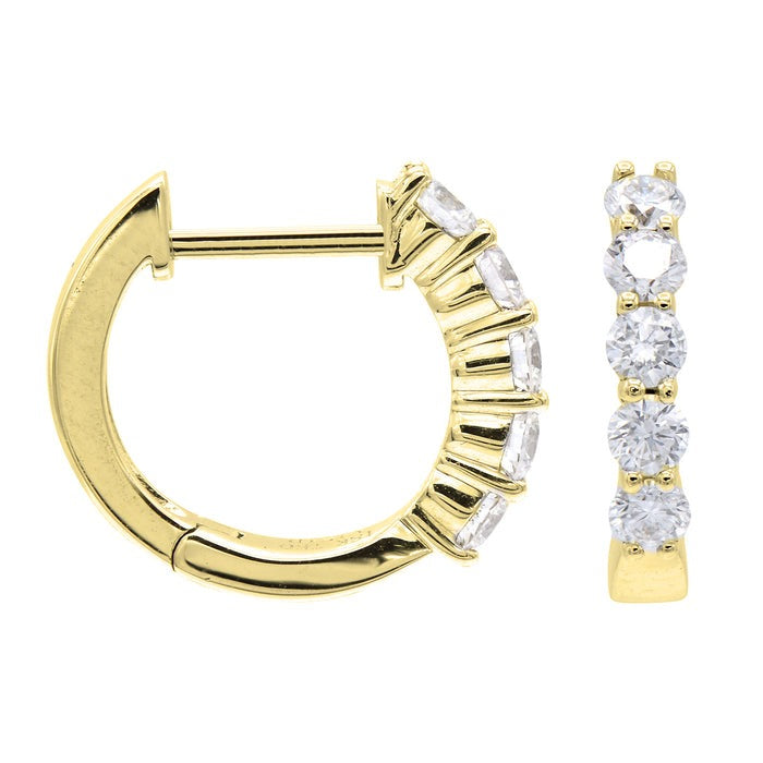 Diamond Huggie Hoop Earrings - 2/3 Ct