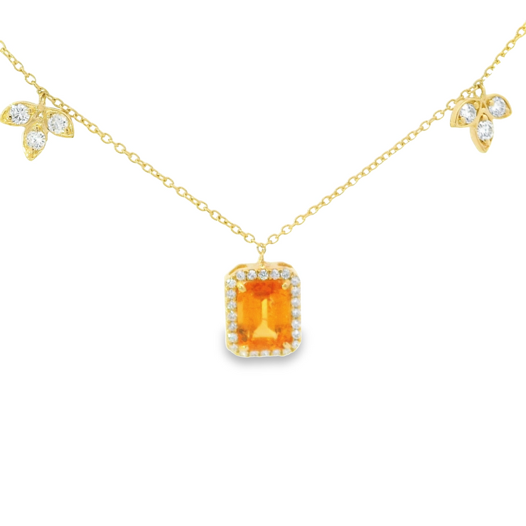 ORANGE GARNET & DIAMOND NECKLACE