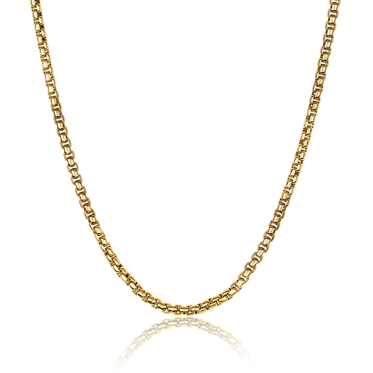 ITALGEM STEEL - ION PLATED GOLD ROUND BOX CHAIN