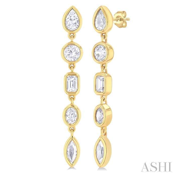 MULTI SHAPE DIAMOND DANGLE EARRINGS