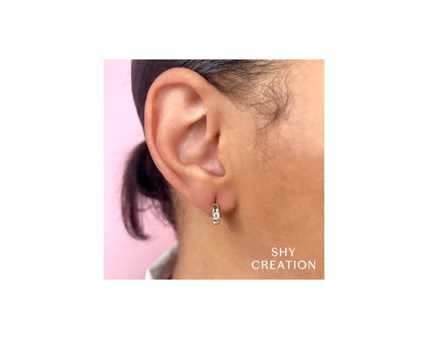 SHY CREATION - DIAMOND HUGGIE HOOP EARRINGS