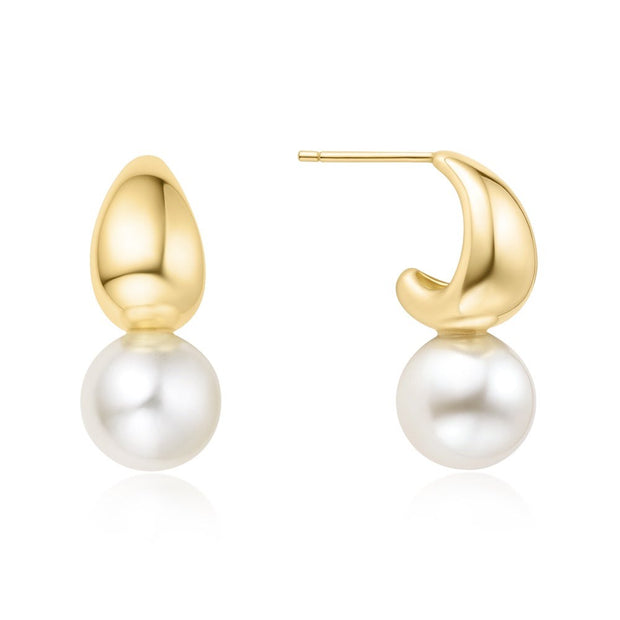 Ania Haie - Gold Pearl Dome Hoop Earrings