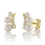 Shy Creation - Pearl Trio & Diamond Post Earrings