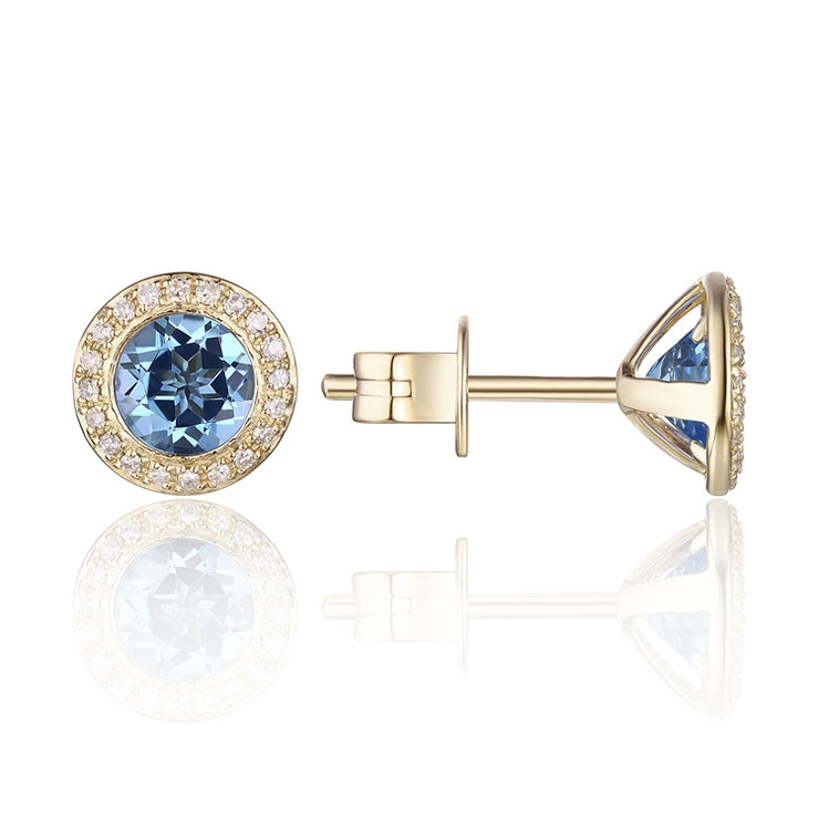 LUVENTE – BLUE TOPAZ & DIAMOND POST EARRINGS