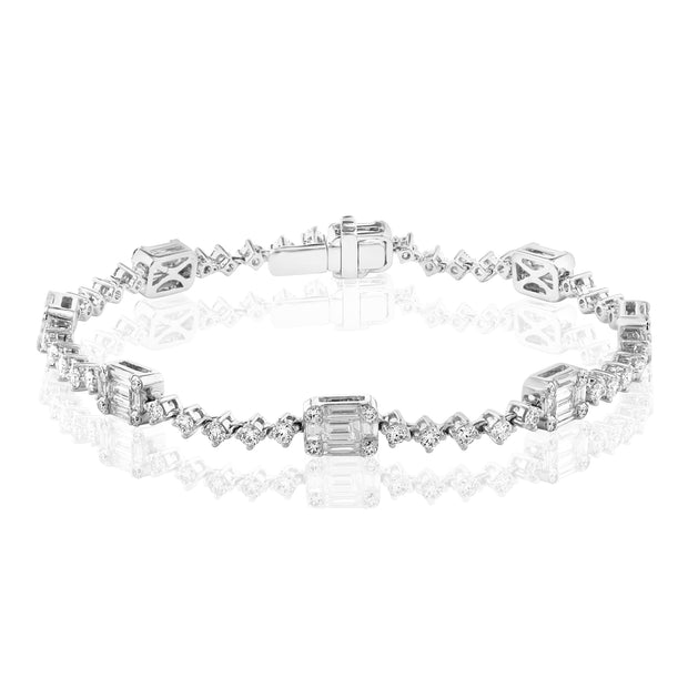 JEWELS BY JACOB - BAGUETTE CLUSTER DIAMOND BRACELET