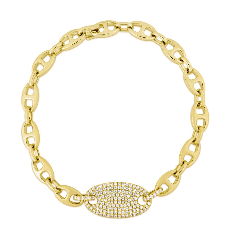 URBAETIS – DIAMOND ID TAG ON MARINER CHAIN BRACELET