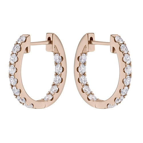 DIAMOND IN & OUT HUGGIE HOOP EARRINGS - 1 1/2 C