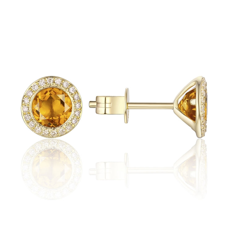 LUVENTE – CITRINE & DIAMOND POST EARRINGS