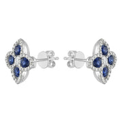 SAPPHIRE & DIAMOND FLOWER POST EARRINGS