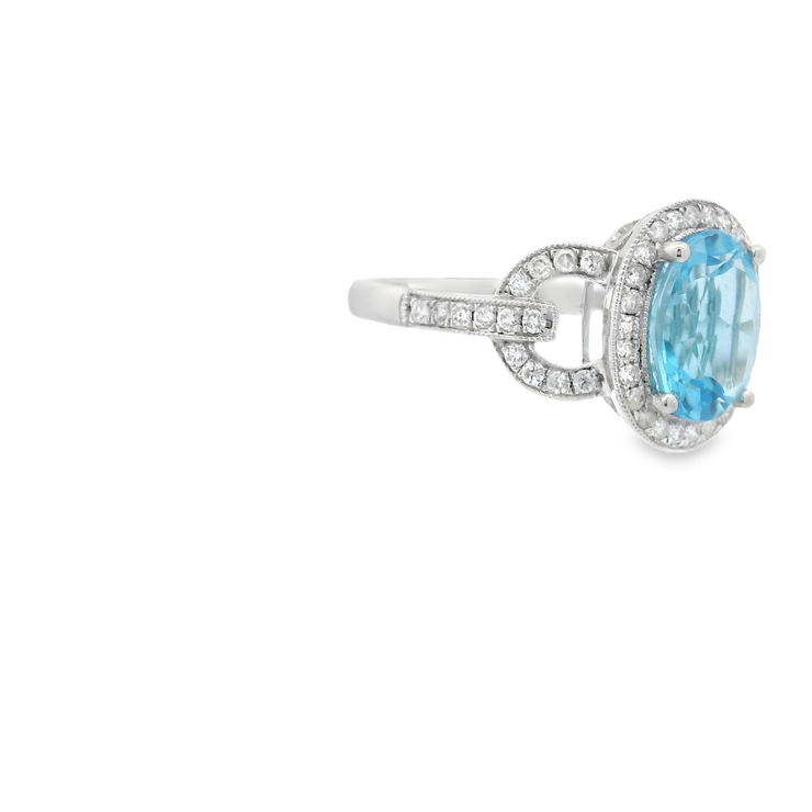 BLUE TOPAZ & DIAMOND RING