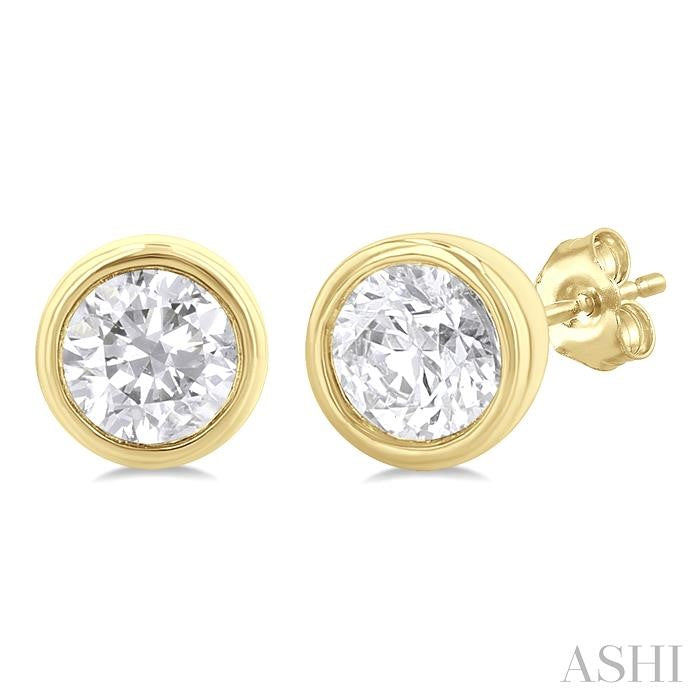 ASHI - ROUND DIAMOND STUD EARRINGS -  1/5 CT