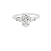 3 Stone Oval & Baguette Lab Grown Diamond Engagement Ring