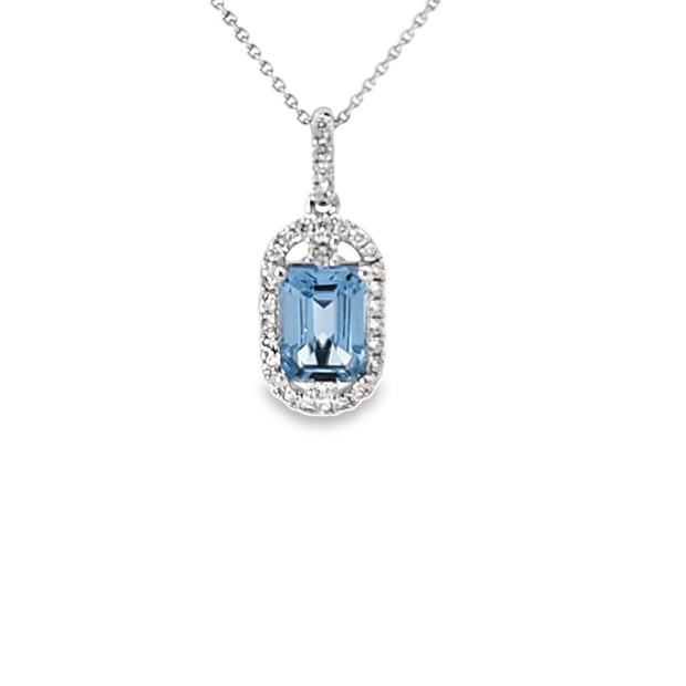 BLUE TOPAZ & DIAMOND PENDANT