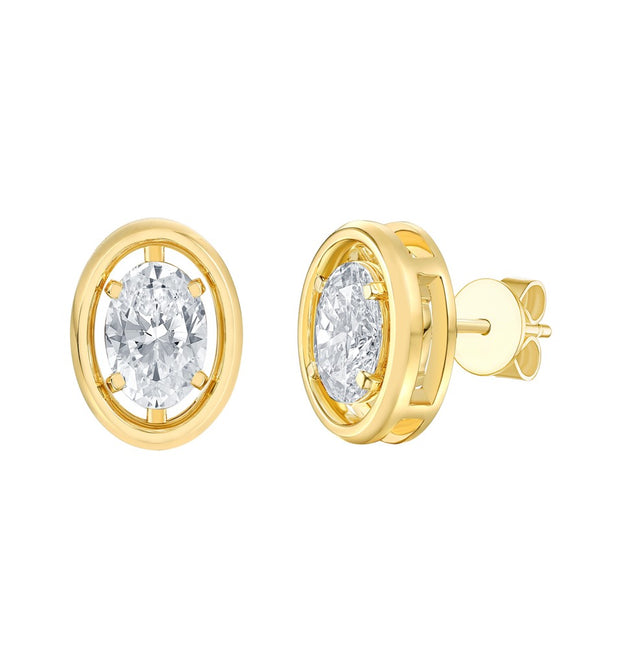 GOLD FRAME DIAMOND STUD EARRINGS – 2 TCW