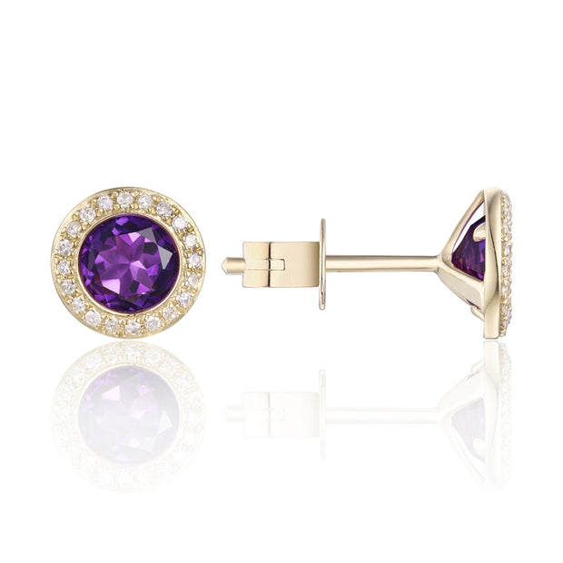 LUVENTE – AMETHYST & DIAMOND POST EARRINGS