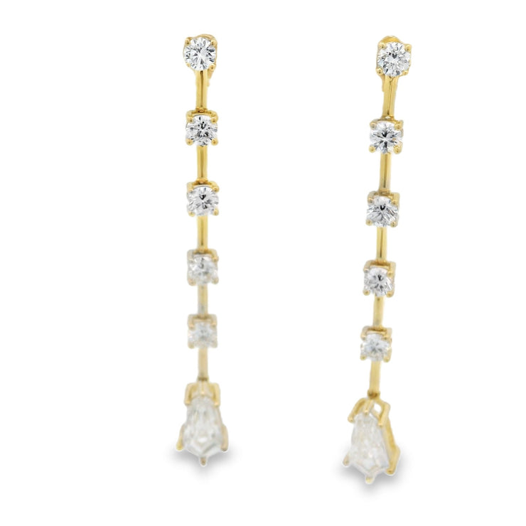 STATIONED DIAMOND DANGLE EARRINGS - 2 1/4 CT