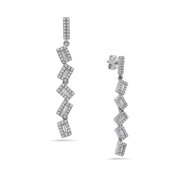 DILAMANI - BAGUETTE & ROUND DIAMOND DANGLE EARRINGS