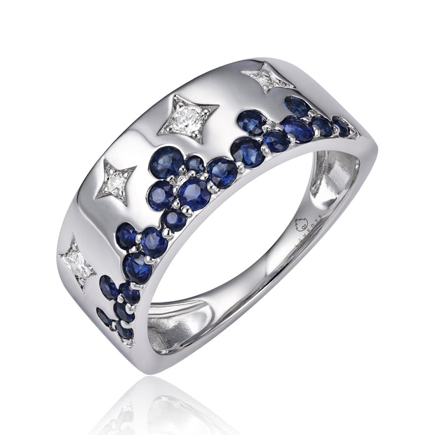 LUVENTE - WIDE BAND SAPPHIRE & DIAMOND RING