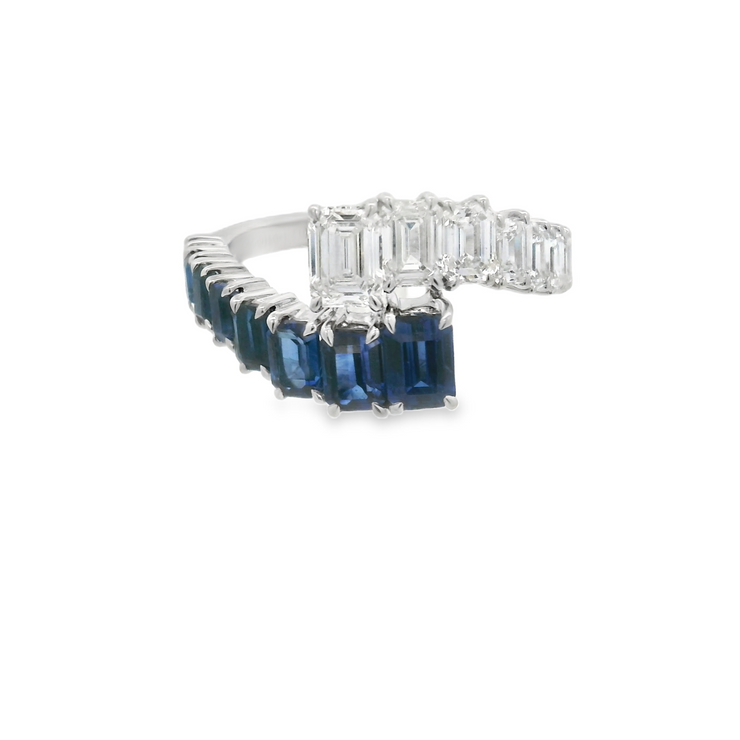 DIAMOND & SAPPHIRE BYPASS RING