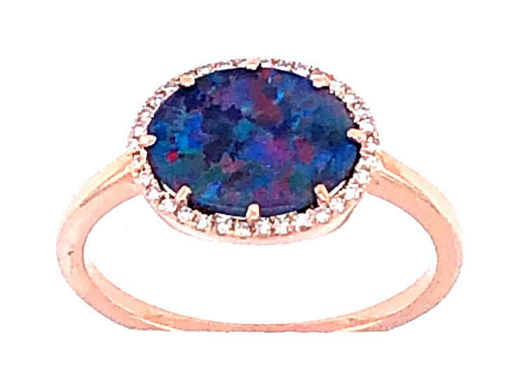 DILAMANI - BLACK OPAL & DIAMOND RING