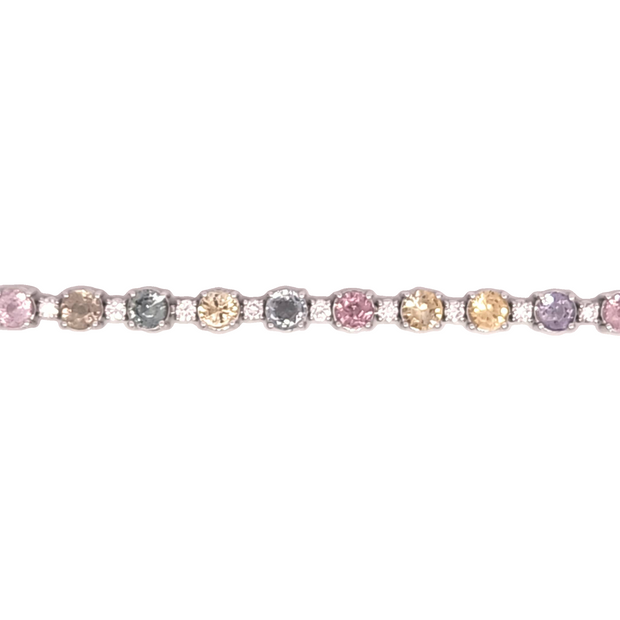 PASTEL RAINBOW SAPPHIRE & DIAMOND TENNIS BRACELET