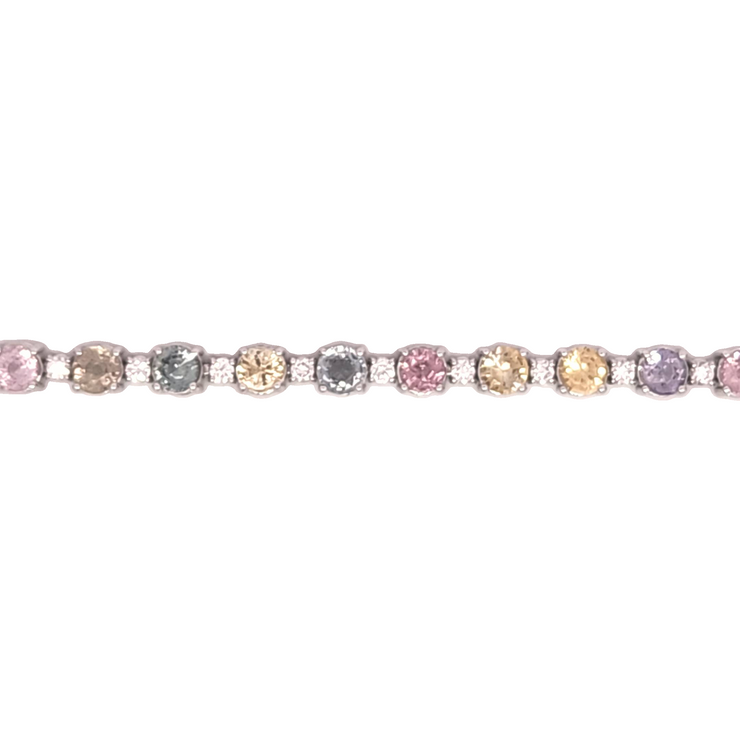 PASTEL RAINBOW SAPPHIRE & DIAMOND TENNIS BRACELET