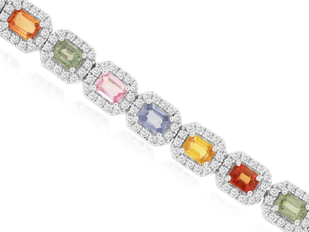 RAINBOW SAPPHIRE & DIAMOND TENNIS BRACELET