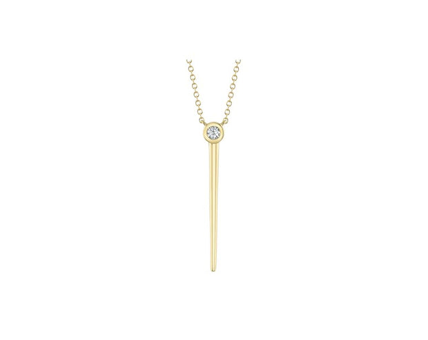 SHY CREATION - DIAMOND ABOVE TAPERED GOLD BAR PENDANT