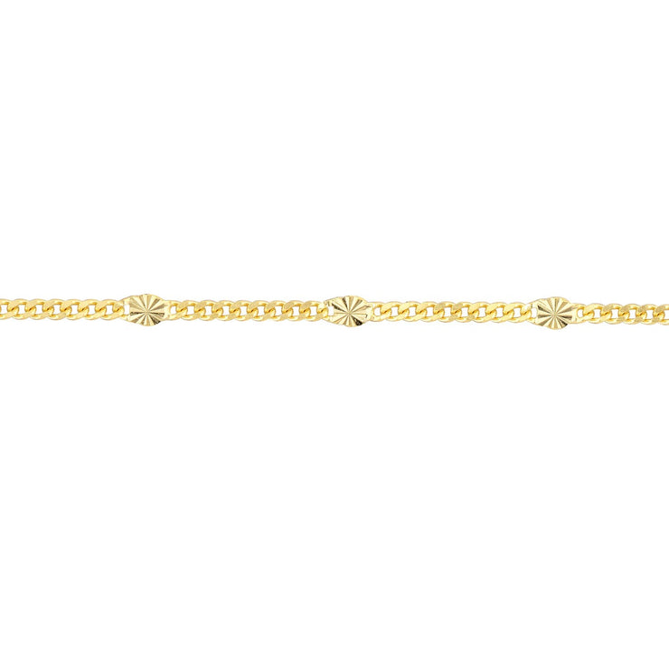 YELLOW GOLD DIAMOND CUT STATION ANKLET