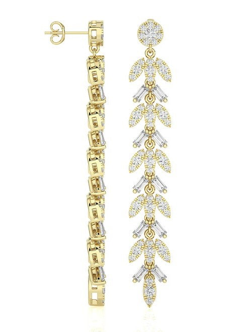 MARQUISE SHAPE DIAMOND DANGLE EARRINGS