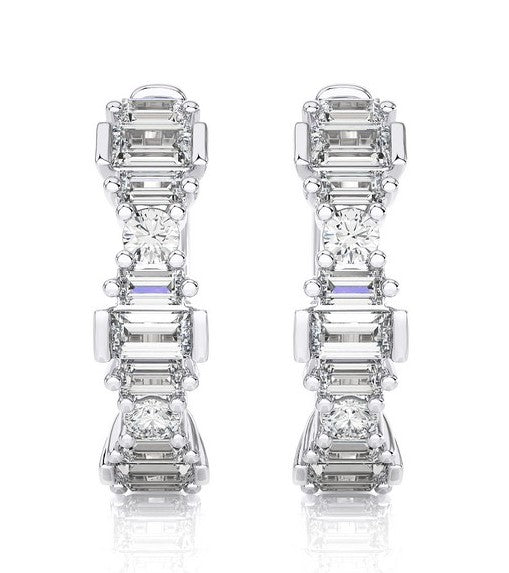 GRADUATED BAGUETTE DIAMOND HOOP EARRINGS