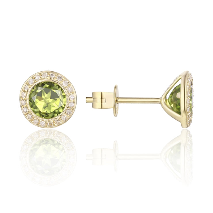 LUVENTE – PERIDOT & DIAMOND POST EARRINGS