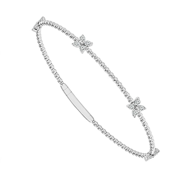 FLEXIBLE FLOWER DIAMOND BANGLE BRACELET