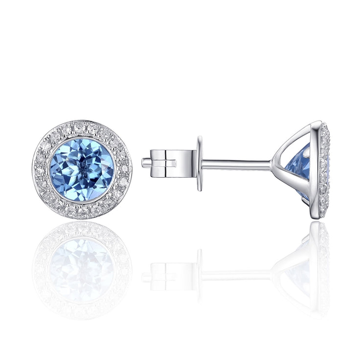 LUVENTE – BLUE TOPAZ & DIAMOND POST EARRINGS