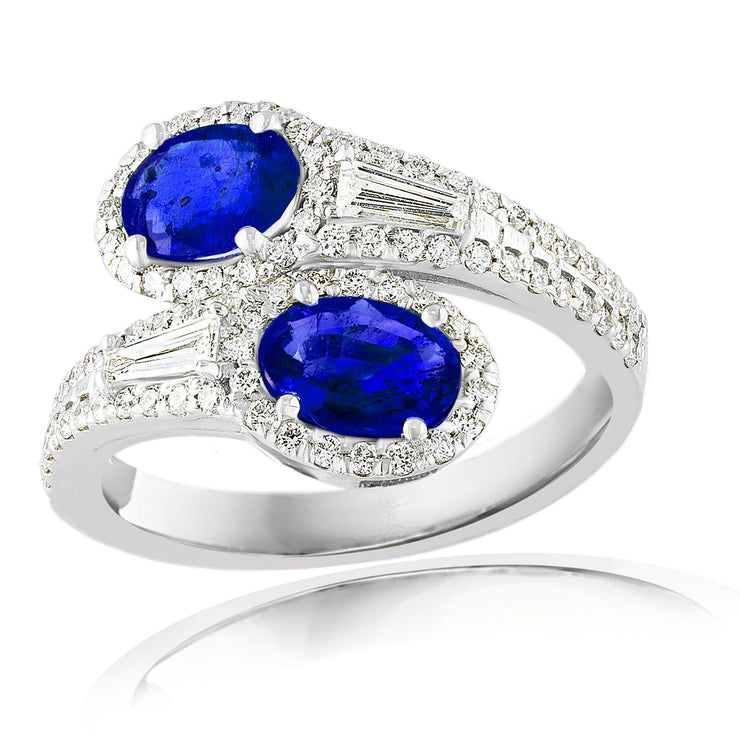 SAPPHIRE & DIAMOND BYPASS RING