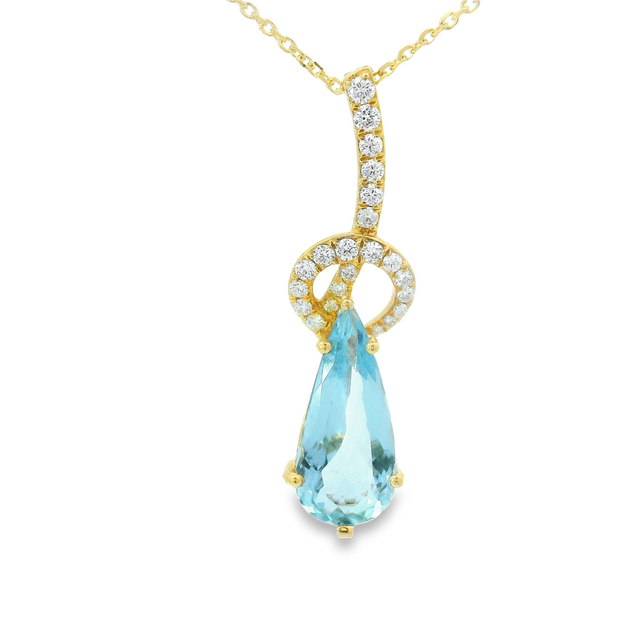 AQUAMARINE & DIAMOND PENDANT