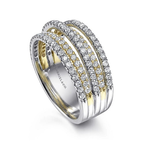 GABRIEL - 5 ROW TWO TONE DIAMOND RING