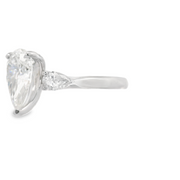 3 Stone Pear Shape Lab Grown Diamond Engagement Ring with Diamond Accents