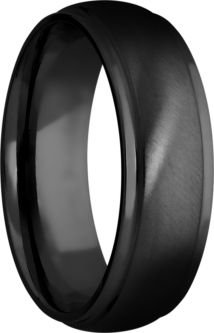 Zirconium 7mm domed band with grooved edges