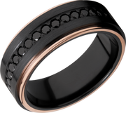 Black Zirconium Men's Band with 14K Rose Gold Edges