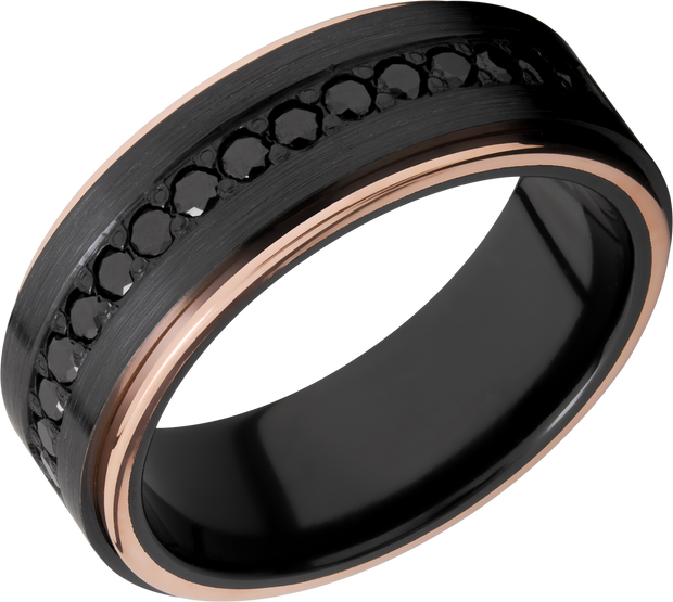 Black Zirconium Men's Band with 14K Rose Gold Edges