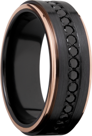 Black Zirconium Men's Band with 14K Rose Gold Edges