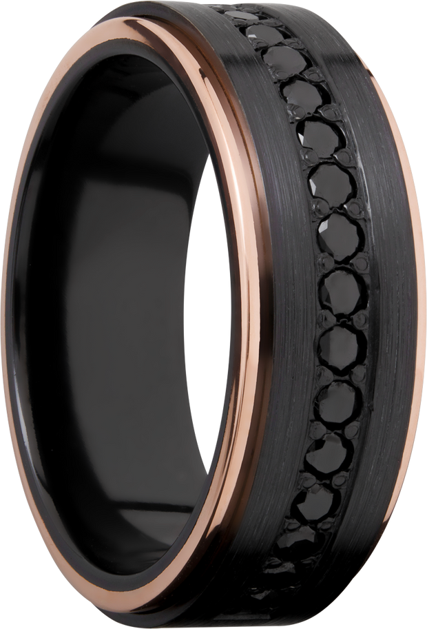 Black Zirconium Men's Band with 14K Rose Gold Edges